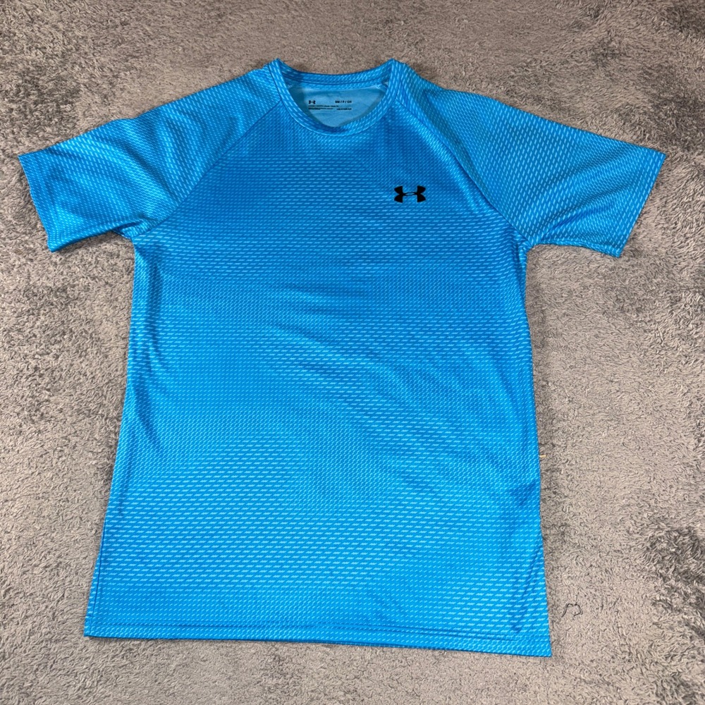 Under Armour Mens HeatGear Training Shirt Small Blue Textured S SKU BC002401